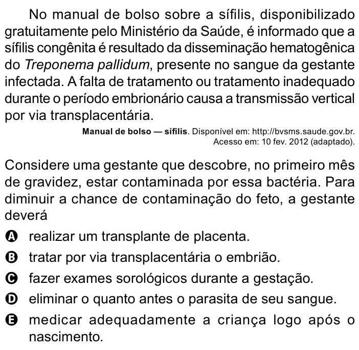 Questão 134 no caderno Azul do ENEM PPL 2023