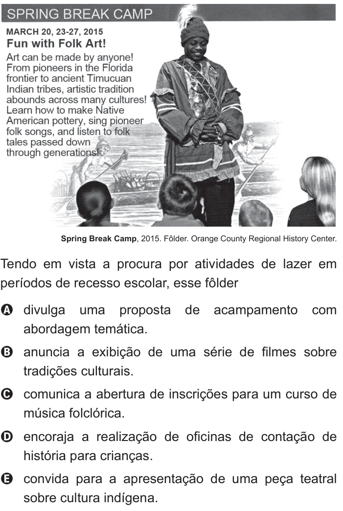 Questão 4 no caderno Azul do ENEM PPL 2018