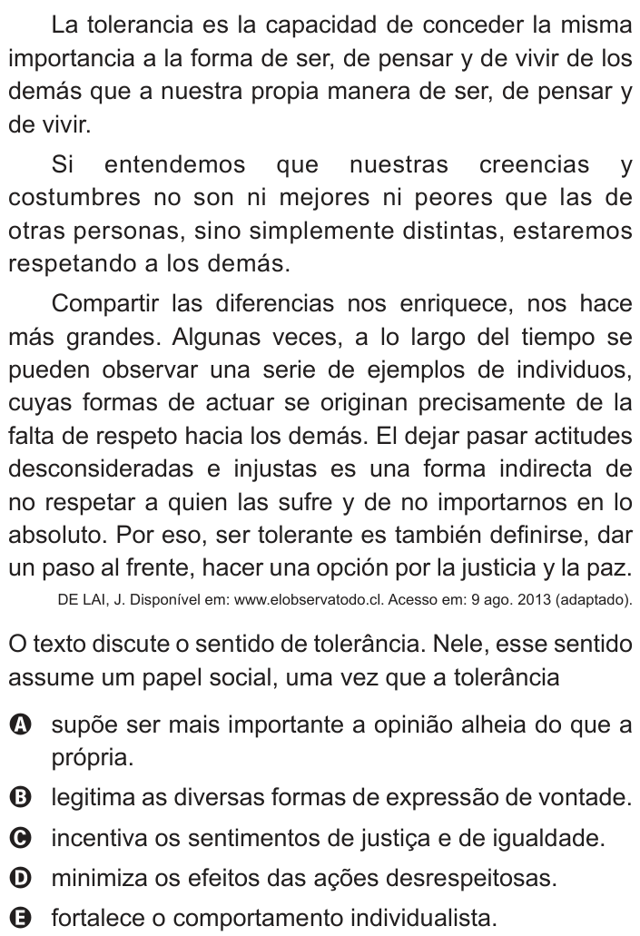 Questão 1 no caderno Azul do ENEM PPL 2018
