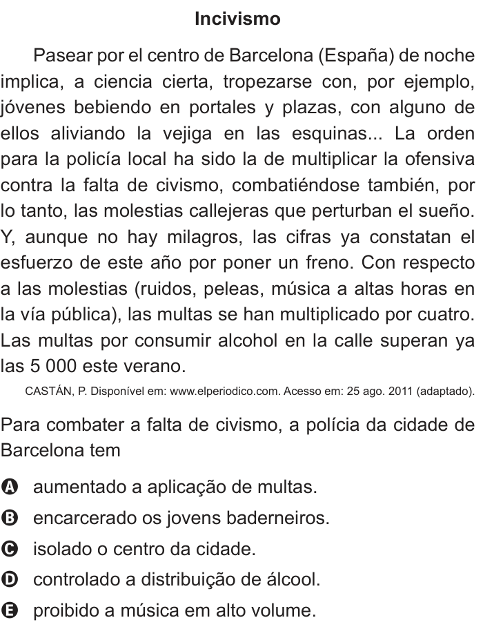 Questão 2 no caderno Azul do ENEM PPL 2018