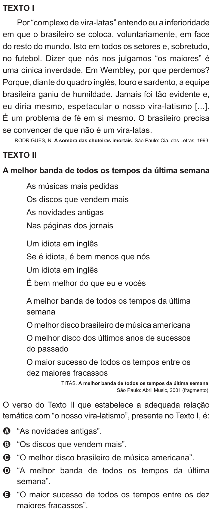 Questão 6 no caderno Azul do ENEM PPL 2018