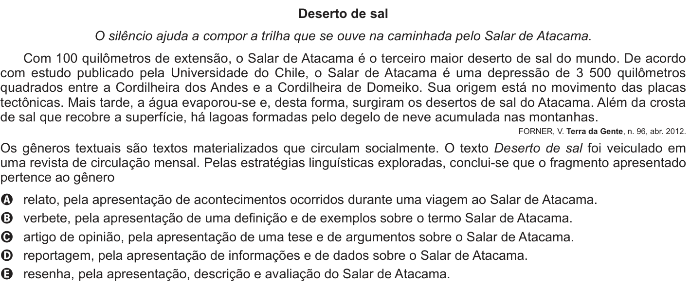 Questão 8 no caderno Azul do ENEM PPL 2018
