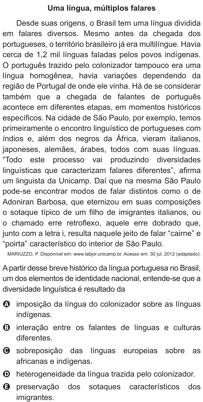 Questão 11 no caderno Azul do ENEM PPL 2018