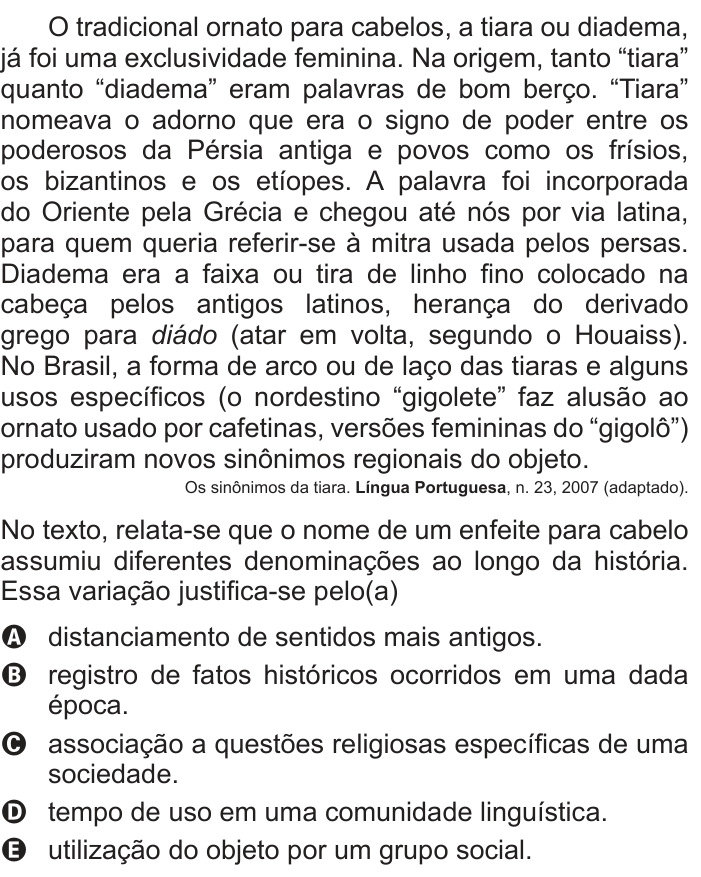 Questão 14 no caderno Azul do ENEM PPL 2018