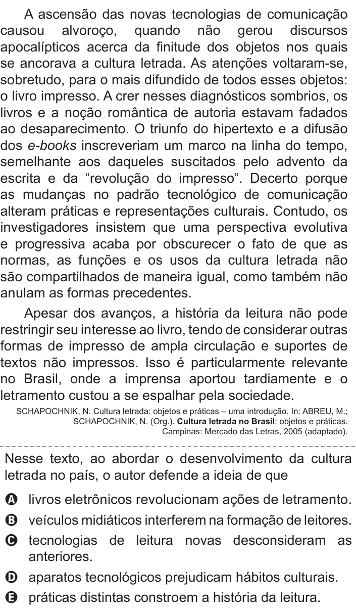 Questão 22 no caderno Azul do ENEM PPL 2018