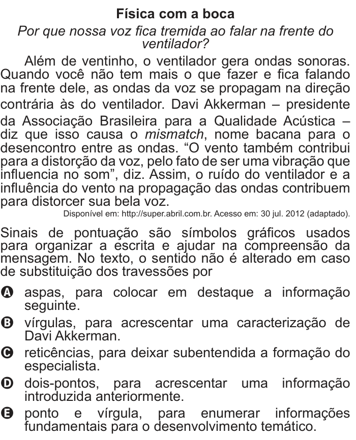 Questão 42 no caderno Azul do ENEM PPL 2018