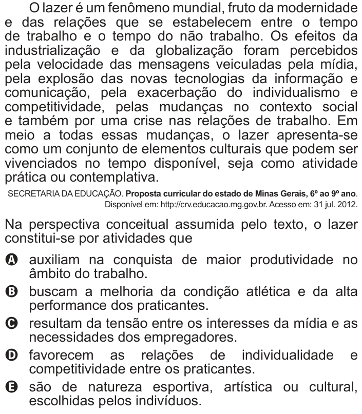 Questão 44 no caderno Azul do ENEM PPL 2018