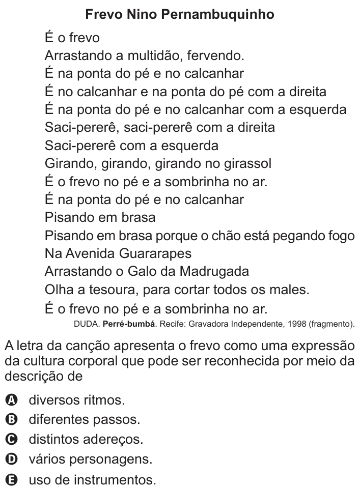 Questão 45 no caderno Azul do ENEM PPL 2018
