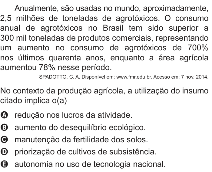 Questão 47 no caderno Azul do ENEM PPL 2018