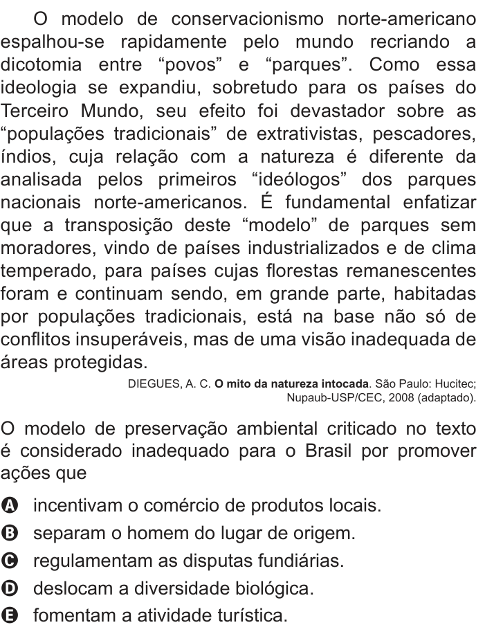 Questão 50 no caderno Azul do ENEM PPL 2018