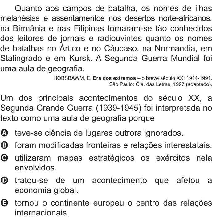 Questão 56 no caderno Azul do ENEM PPL 2018
