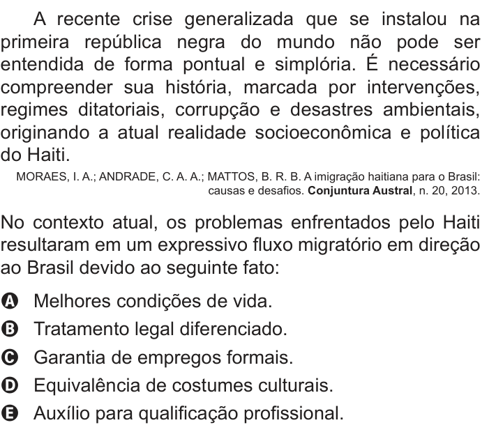 Questão 57 no caderno Azul do ENEM PPL 2018
