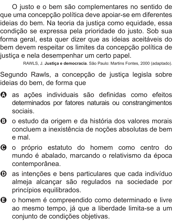 Questão 61 no caderno Azul do ENEM PPL 2018