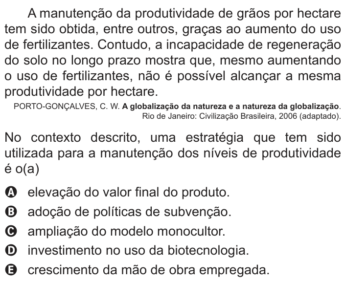 Questão 65 no caderno Azul do ENEM PPL 2018