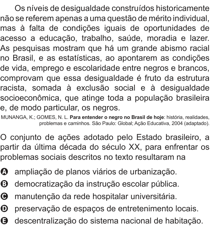 Questão 68 no caderno Azul do ENEM PPL 2018