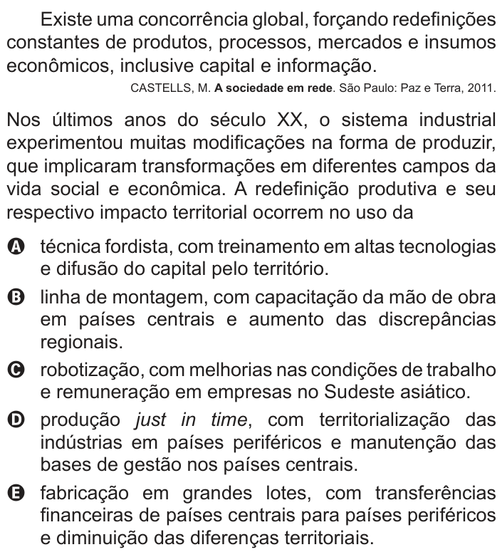 Questão 69 no caderno Azul do ENEM PPL 2018