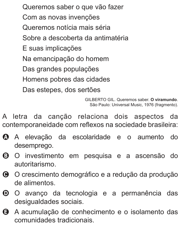 Questão 74 no caderno Azul do ENEM PPL 2018