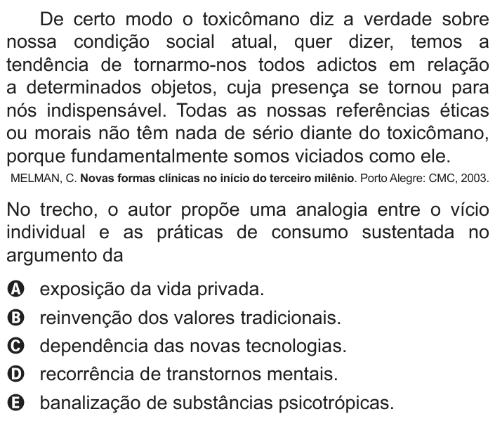 Questão 75 no caderno Azul do ENEM PPL 2018