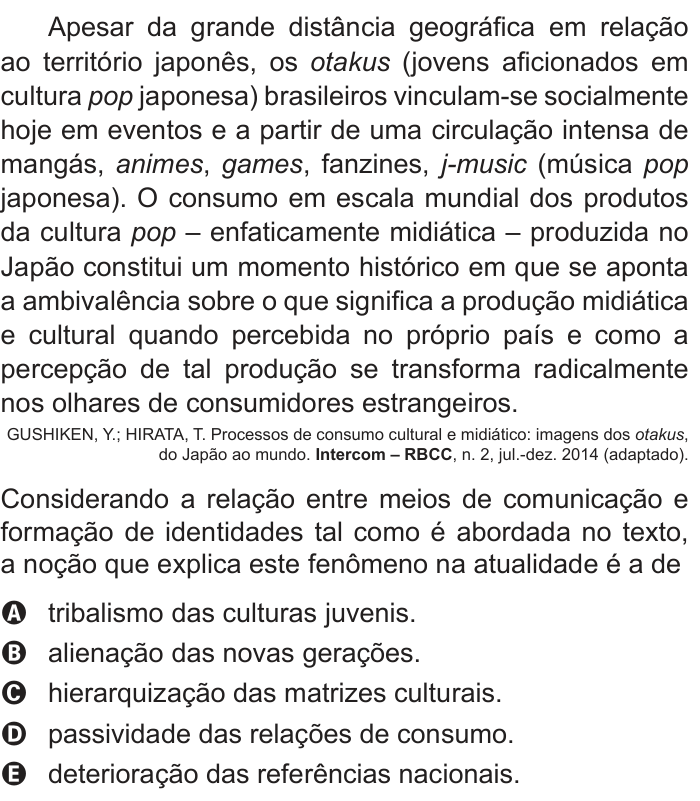 Questão 76 no caderno Azul do ENEM PPL 2018