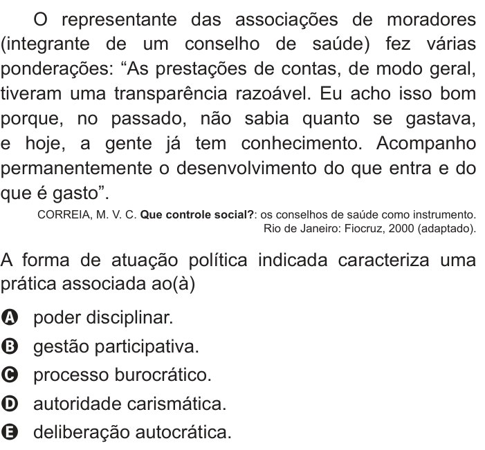Questão 81 no caderno Azul do ENEM PPL 2018
