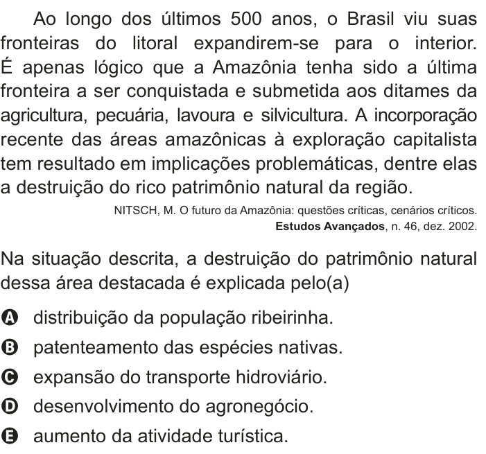 Questão 88 no caderno Azul do ENEM PPL 2018