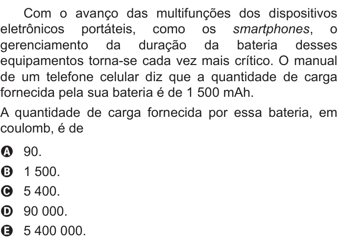 Questão 91 no caderno Azul do ENEM PPL 2018