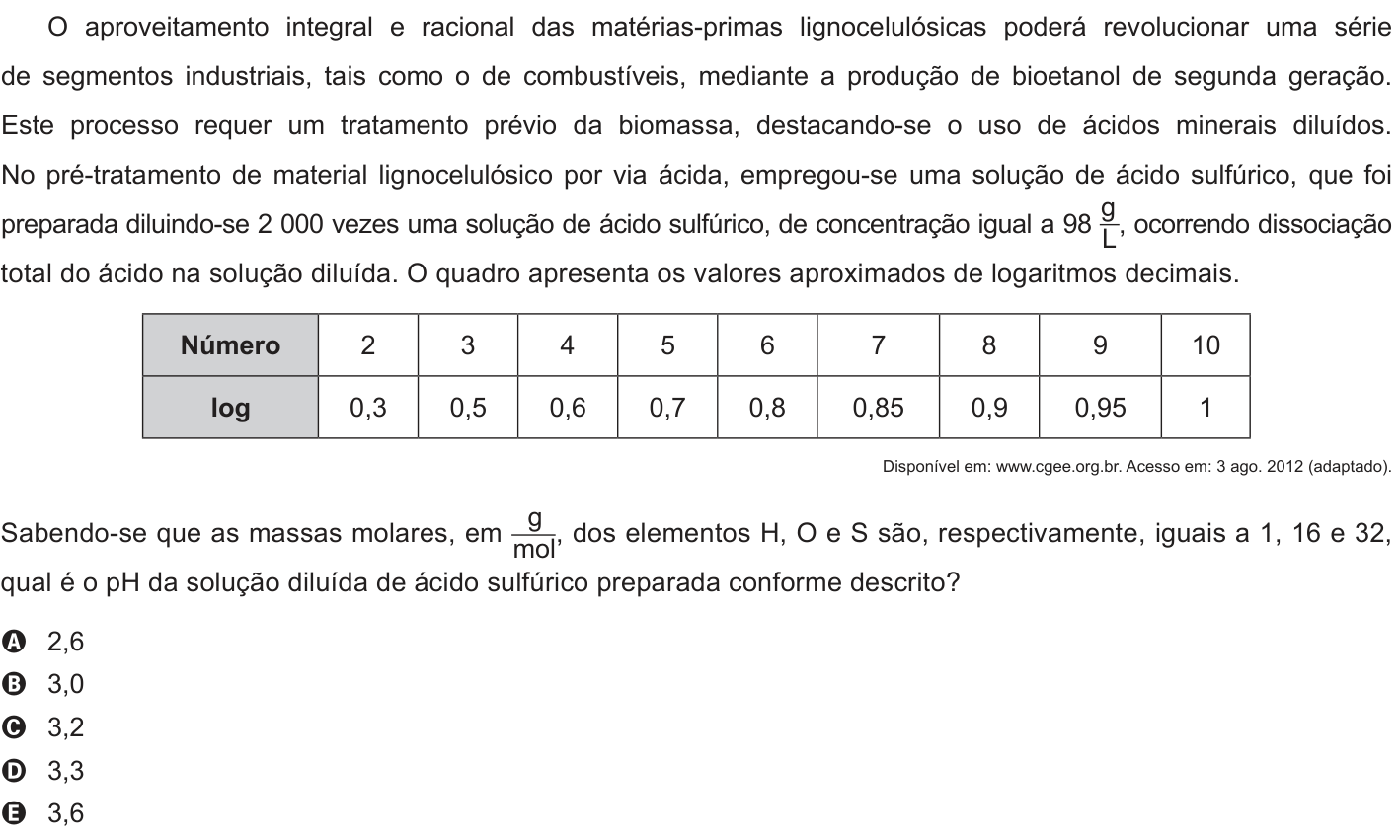 Questão 124 no caderno Azul do ENEM PPL 2018