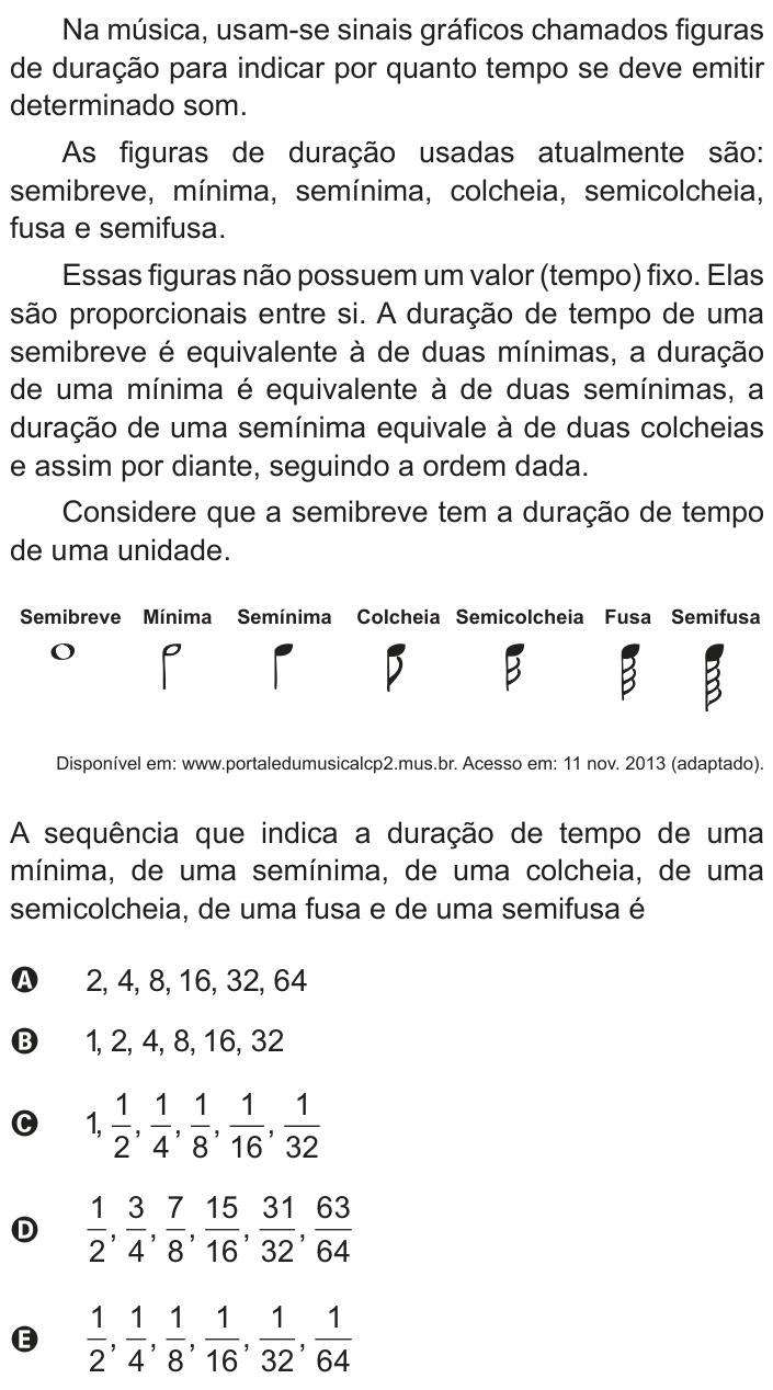 Questão 139 no caderno Azul do ENEM PPL 2018