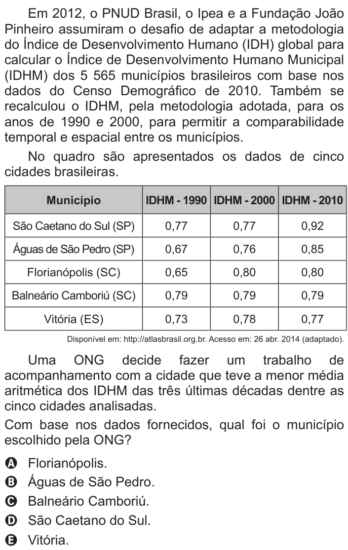 Questão 152 no caderno Azul do ENEM PPL 2018