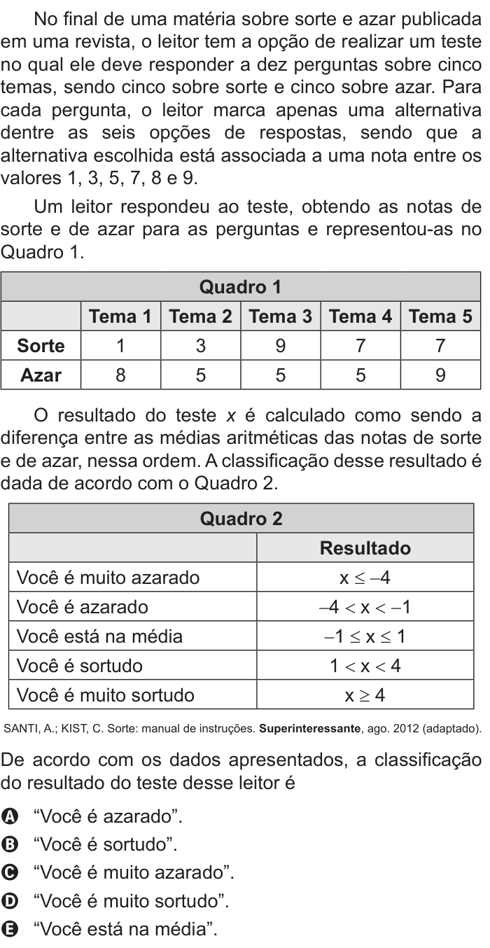 Questão 153 no caderno Azul do ENEM PPL 2018