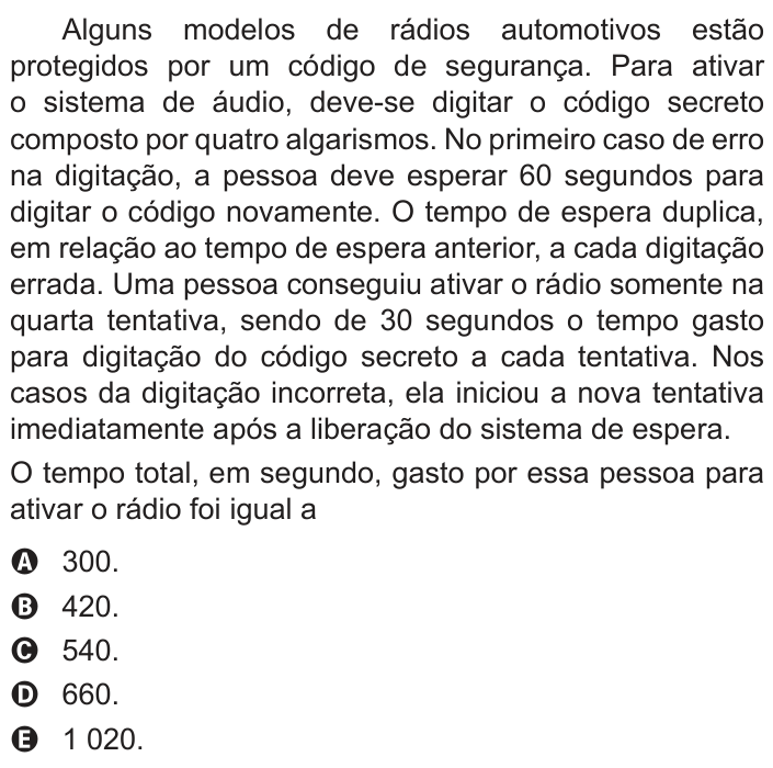 Questão 156 no caderno Azul do ENEM PPL 2018