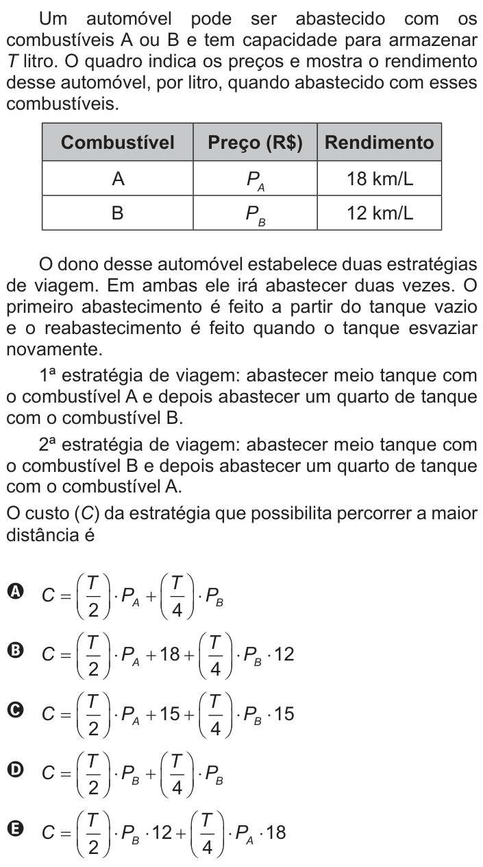 Questão 161 no caderno Azul do ENEM PPL 2018
