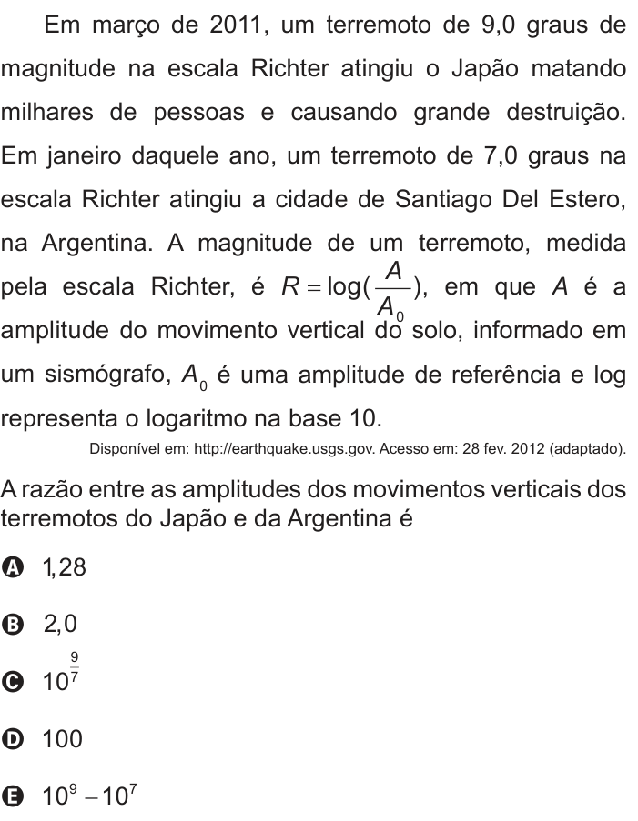 Questão 163 no caderno Azul do ENEM PPL 2018