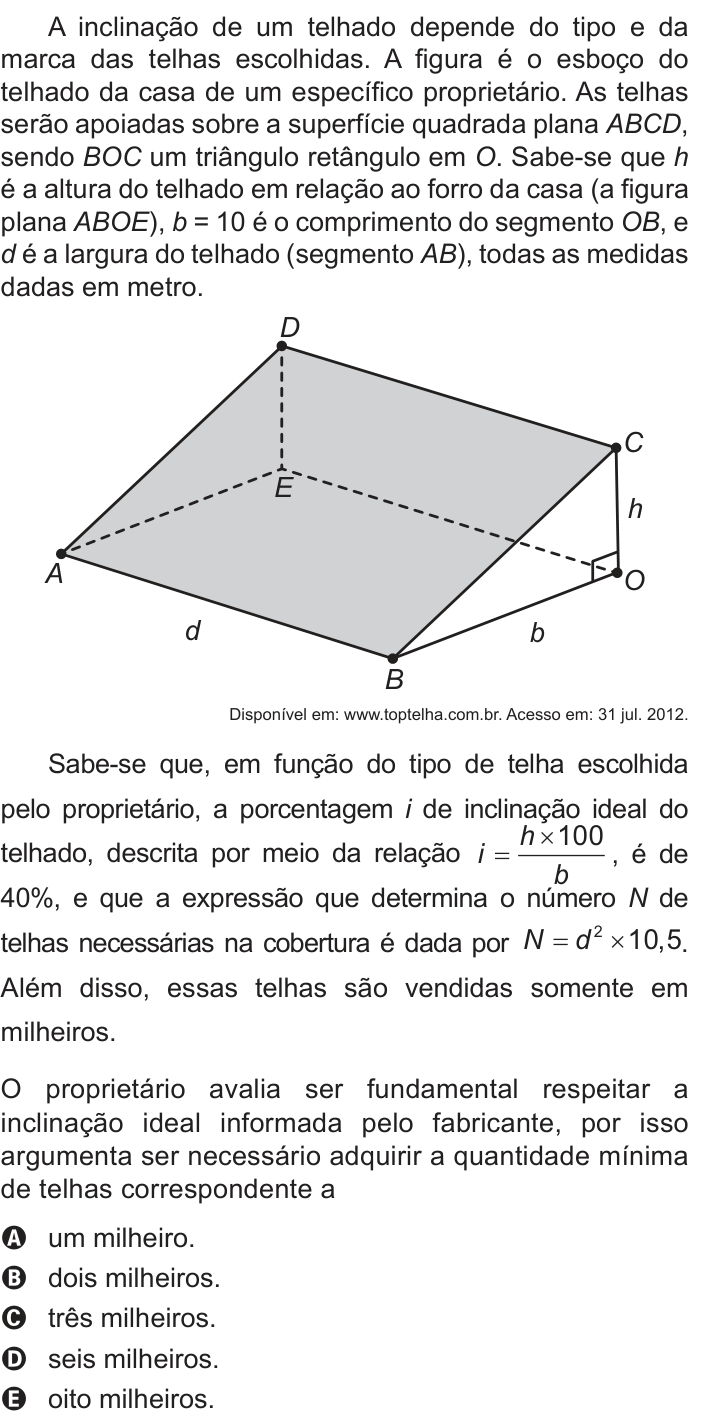 Questão 168 no caderno Azul do ENEM PPL 2018