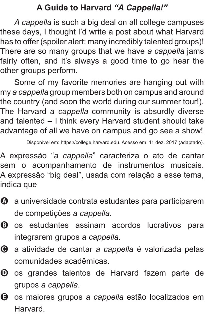 Questão 3 no caderno Azul do ENEM PPL 2021