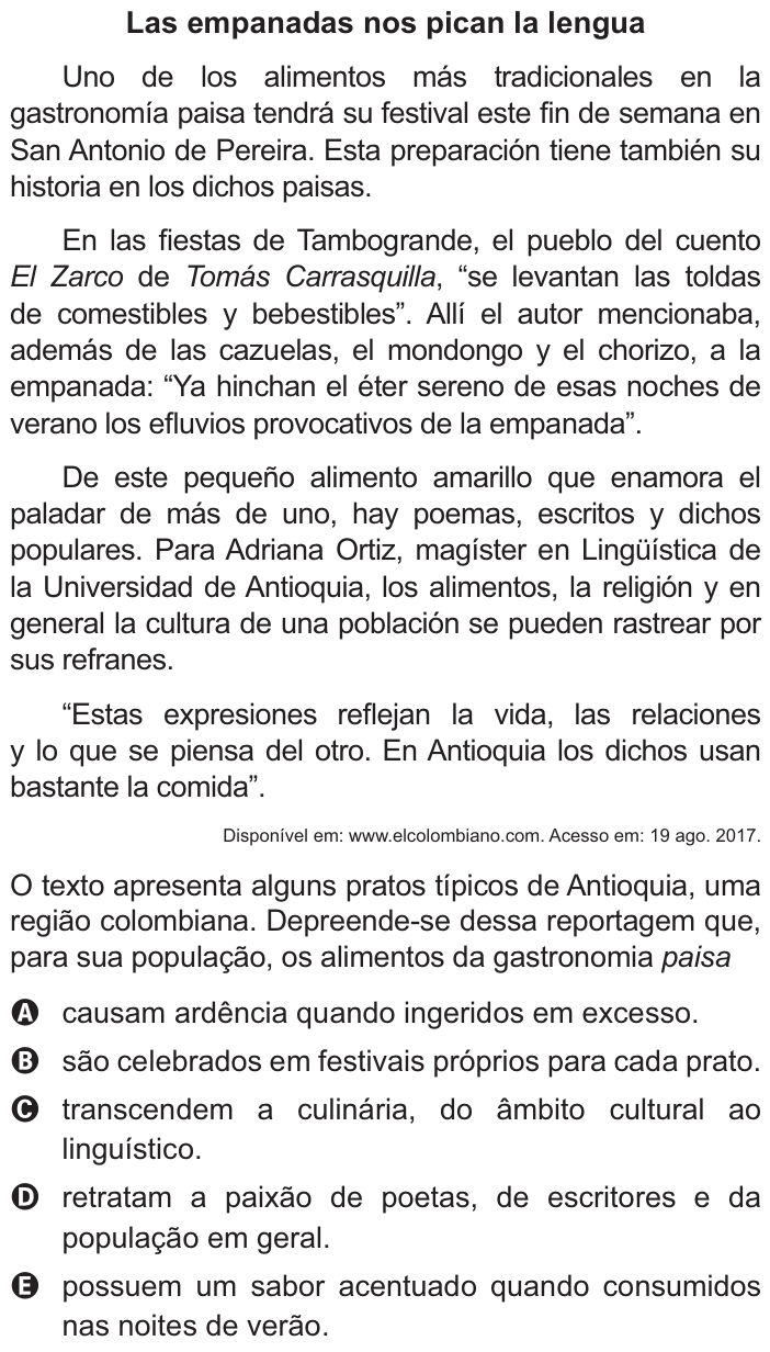 Questão 2 no caderno Azul do ENEM PPL 2021