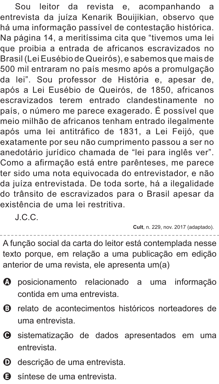 Questão 14 no caderno Azul do ENEM PPL 2021