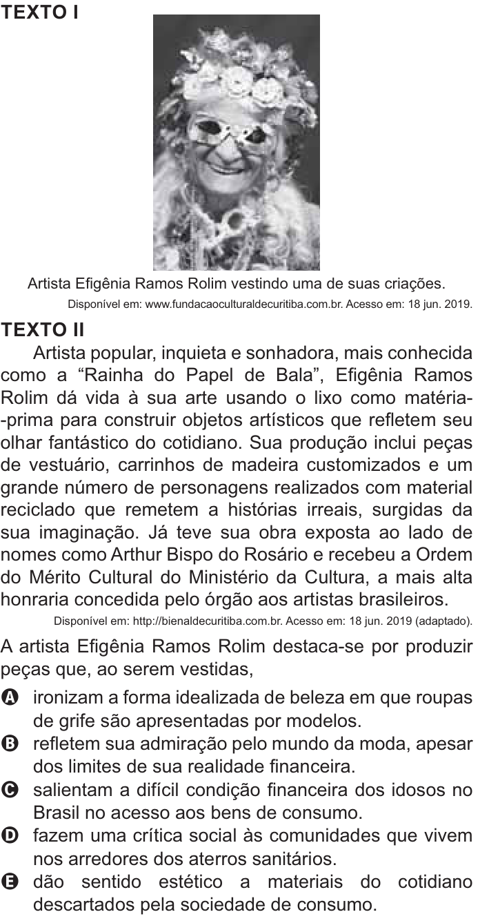 Questão 16 no caderno Azul do ENEM PPL 2021