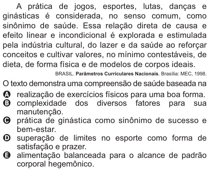 Questão 21 no caderno Azul do ENEM PPL 2021