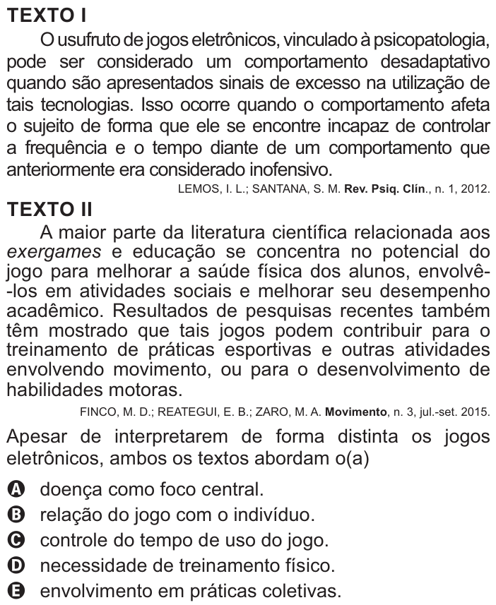 Questão 22 no caderno Azul do ENEM PPL 2021