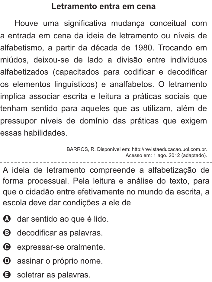 Questão 24 no caderno Azul do ENEM PPL 2021