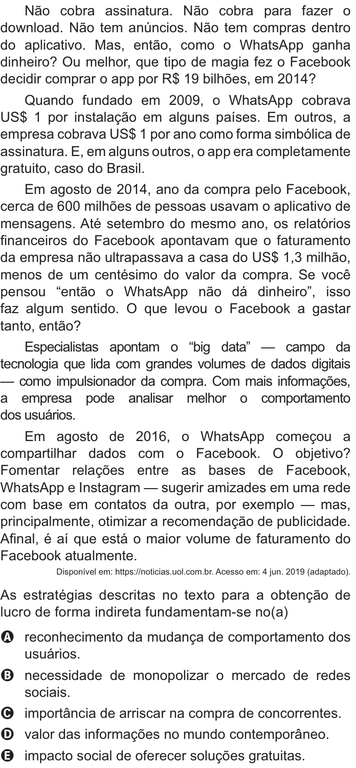 Questão 26 no caderno Azul do ENEM PPL 2021