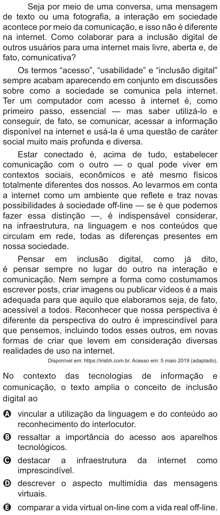 Questão 27 no caderno Azul do ENEM PPL 2021