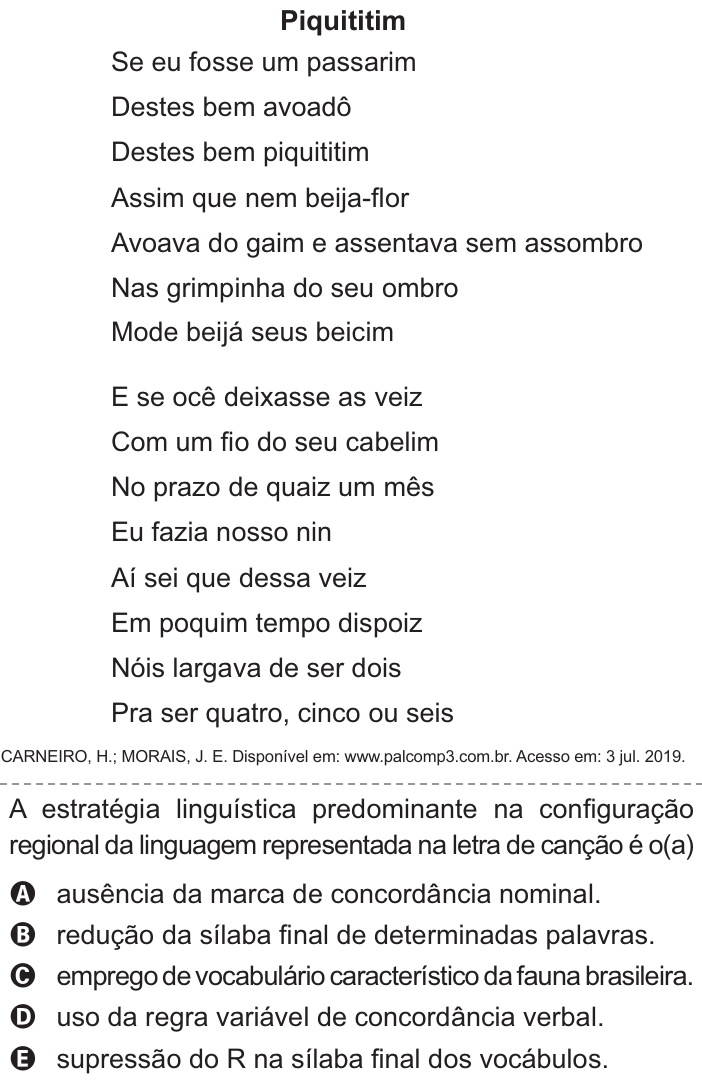 Questão 29 no caderno Azul do ENEM PPL 2021
