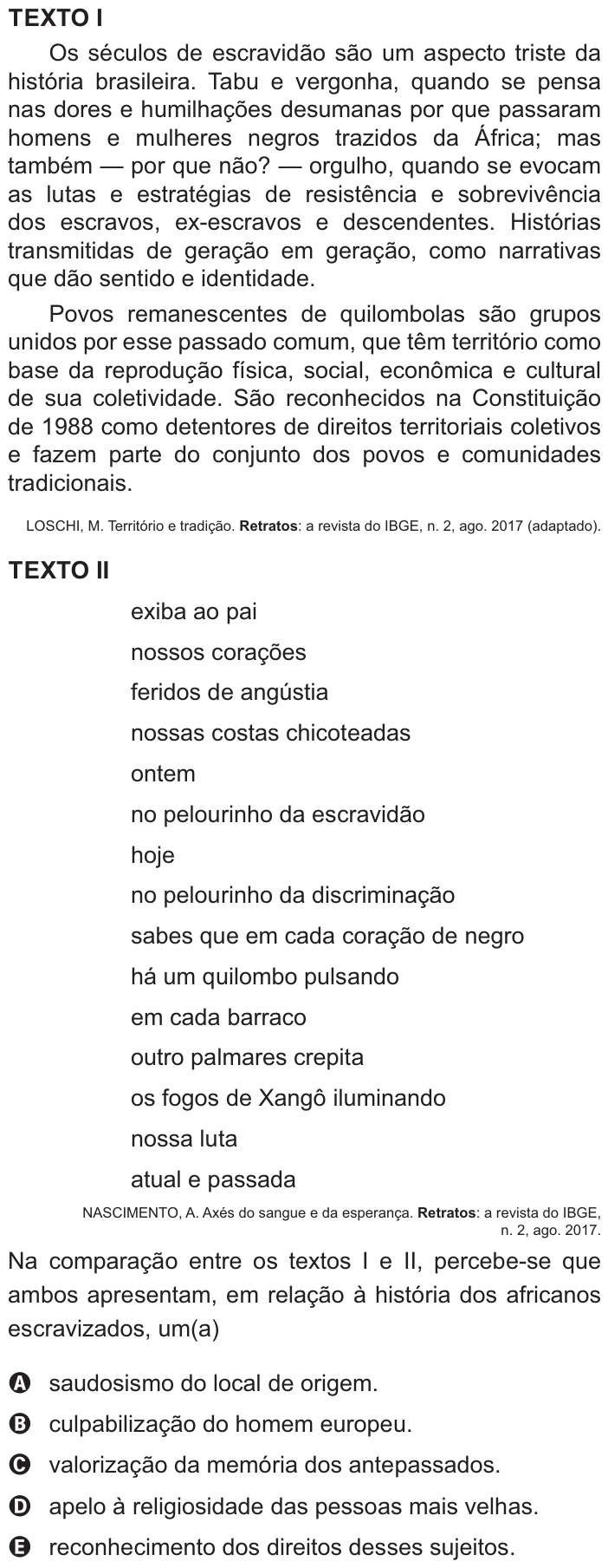 Questão 43 no caderno Azul do ENEM PPL 2021