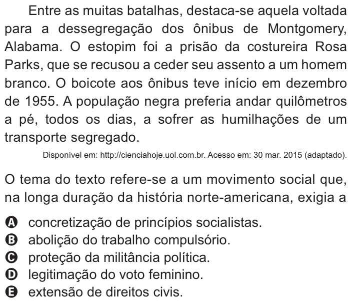 Questão 54 no caderno Azul do ENEM PPL 2021