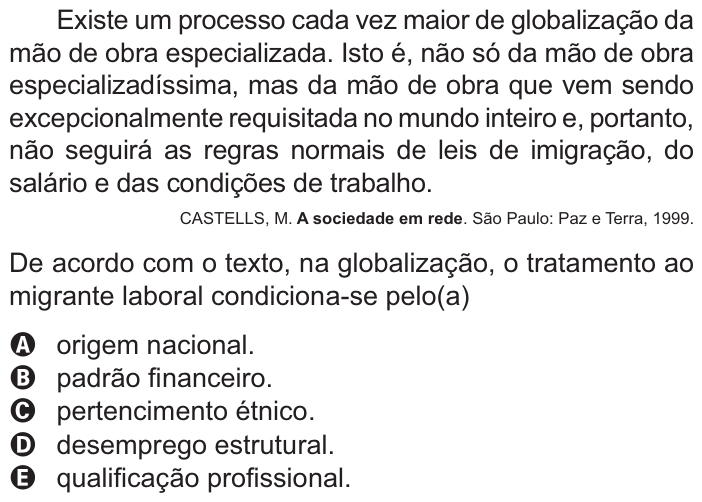 Questão 70 no caderno Azul do ENEM PPL 2021