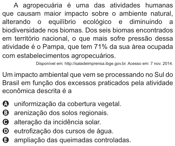 Questão 80 no caderno Azul do ENEM PPL 2021