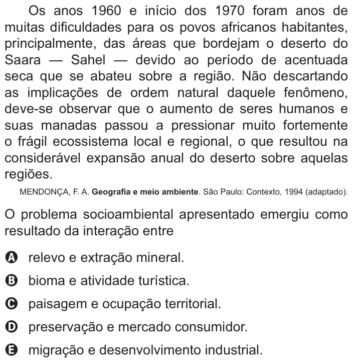 Questão 84 no caderno Azul do ENEM PPL 2021