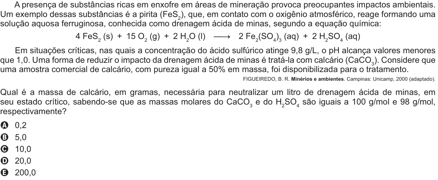 Questão 98 no caderno Azul do ENEM PPL 2021